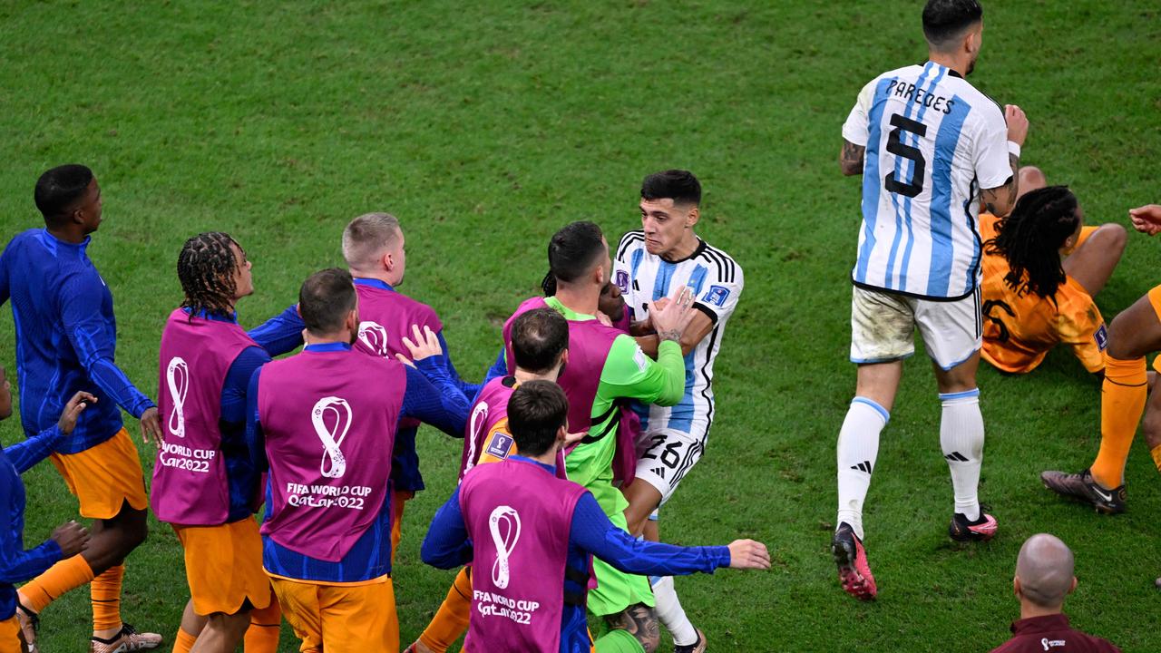 Paredes kicked the ball towards the Dutch bench, and the siege broke out in anger