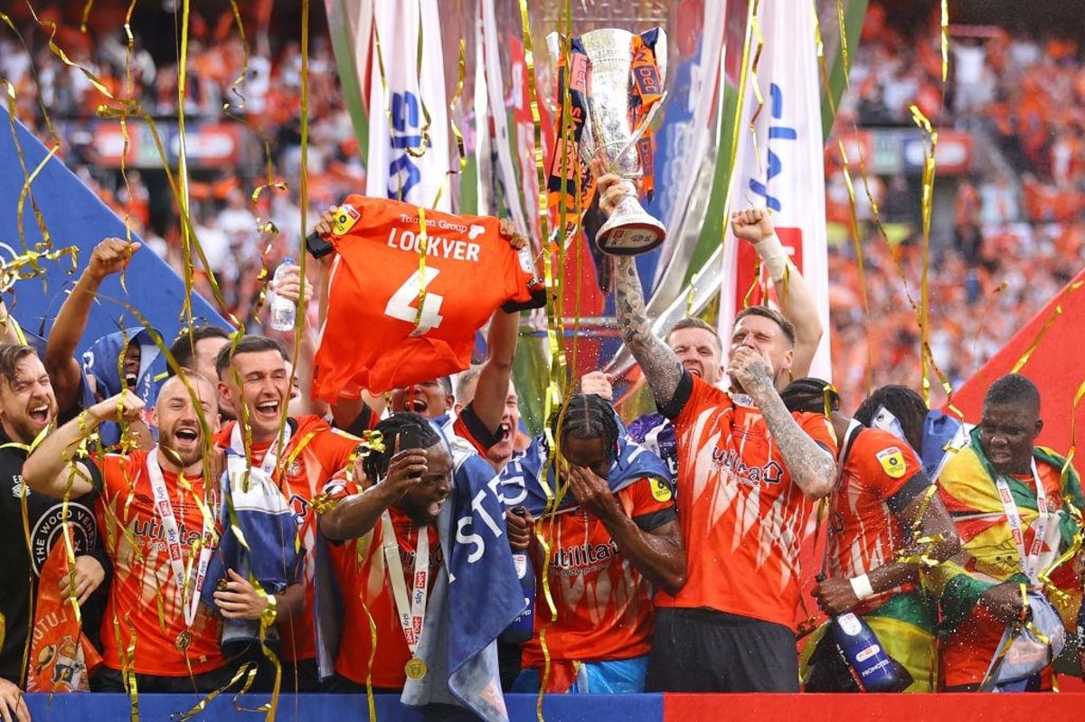 Luton win the Championship captain Lockyer celebrates in hospital