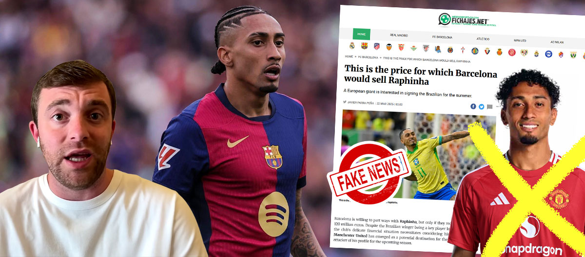 Fabrizio Romano labels rumours claiming that Romano Manchester United is "preparing to spend €100 million during this summer transfer window" to sign Barcelona captain Raphinha "TOTAL NONSENSE"..