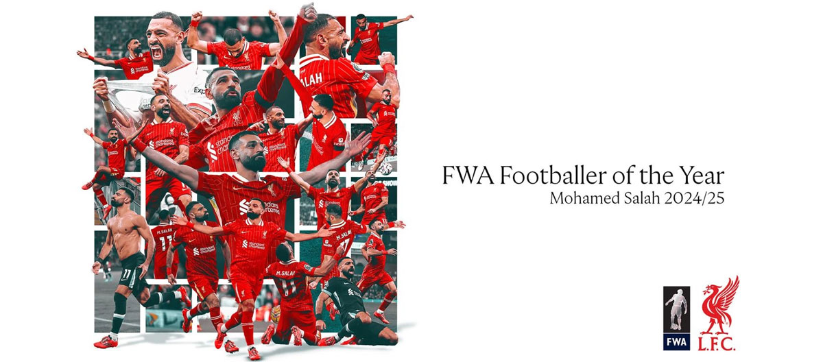 利物浦右翼球员穆罕默德·萨拉赫被足球作家协会（FWA）评为年度足球先生。