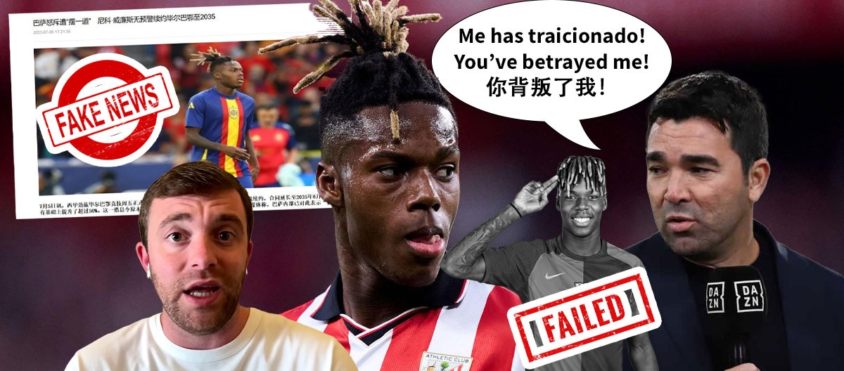 Our website's notoriously infamous female rumour monger "Ms. Hype Up" slammed by Fabrizio Romano again for rumour mongering by putting the blame of Nico Williams' potential transfer to Barcelona fell through due to him "betraying" the club and extending his contract on the player..