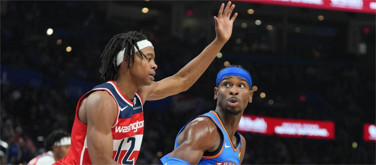 Gilgeous-Alexander marcou 31 pontos na vitória do Oklahoma City Thunder sobre o Washington Wizards por 127 a 108.