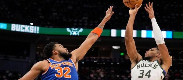 Giannis Antetokounmpo liderou os Bucks com 37 pontos, 8 rebotes e 7 assistências, na vitória dos Bucks sobre os Knicks por 121 a 111.