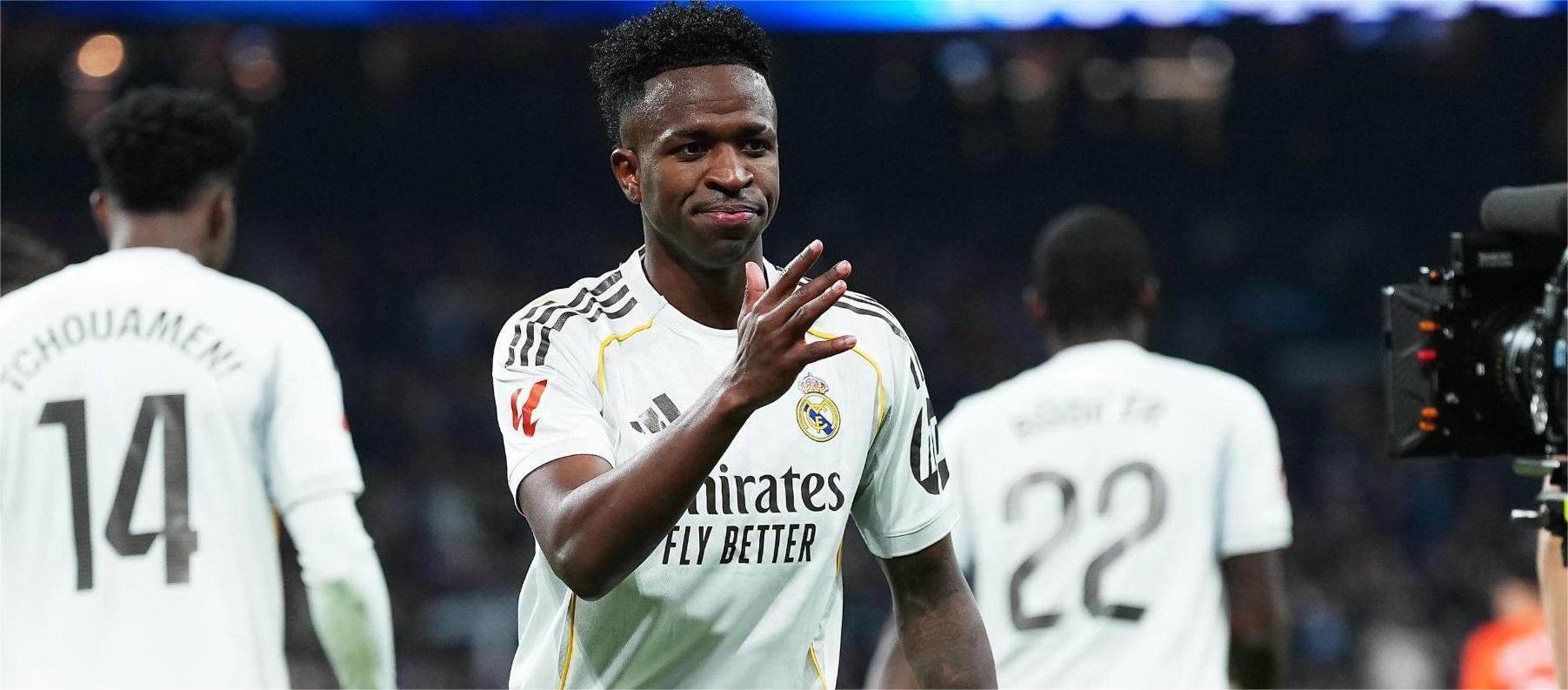 La Liga – Vinicius mencetak 2 gol saat Real Madrid mengalahkan Real Sociedad 4-1.