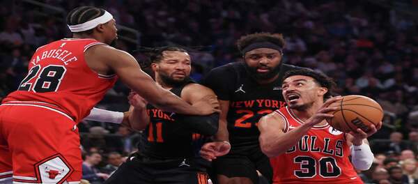 Anunoby's explosive 31 points led the Knicks to a 136-96 victory over the Bulls.
