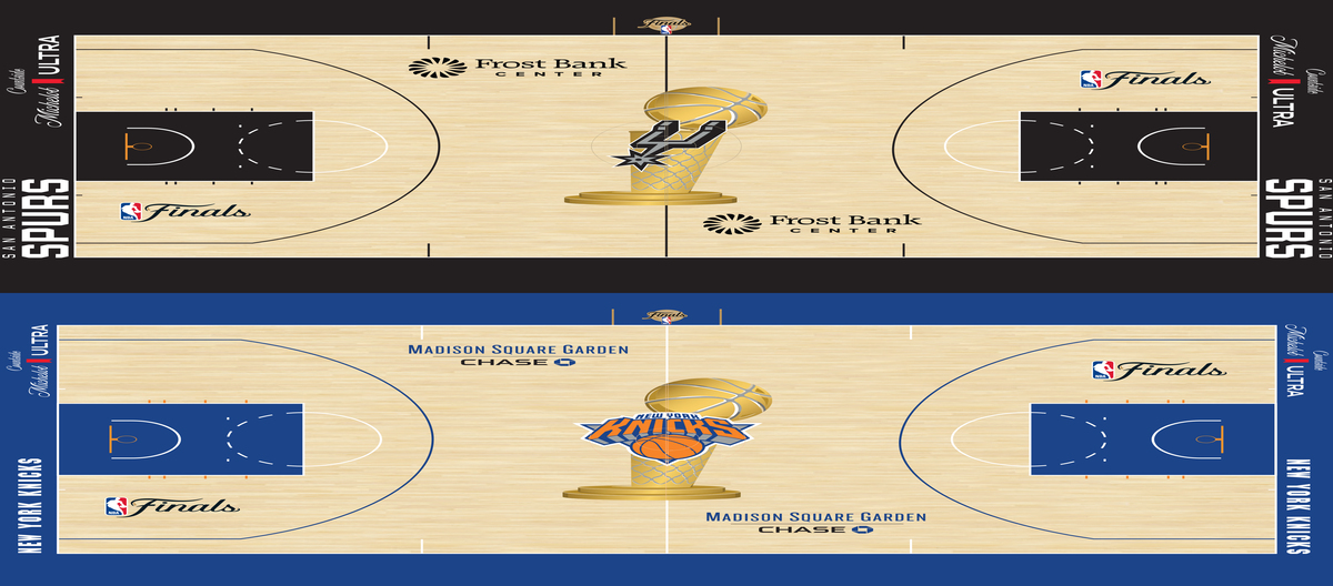 Sân vận động tổ chức trận chung kết NBA đã mở cửa trở lại với thiết kế kinh điển của chiếc cúp và logo viết tay.